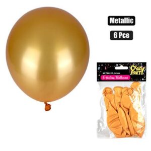Balloons helium 6pc metallic gold f-01