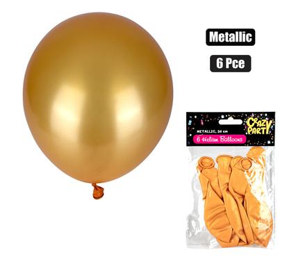 Balloons helium 6pc metallic gold f-01