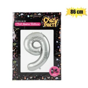 Balloon helium foil silver 9 86cm f-03