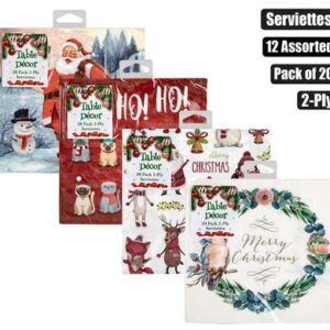 Xmas table decor serviettes 2ply pk-20