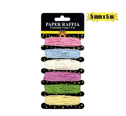 Paffia paper twine 6 asstd colors 5mmx5m