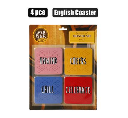 Coaster-set 4pc mdf sentiment asstd